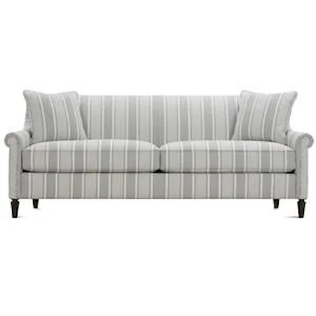 Tight Back Roll Arm Sofa with Turned Legs